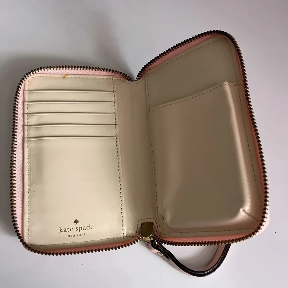 Kate Spade • Pink Bow Wallet / Phone Holder Wristlet